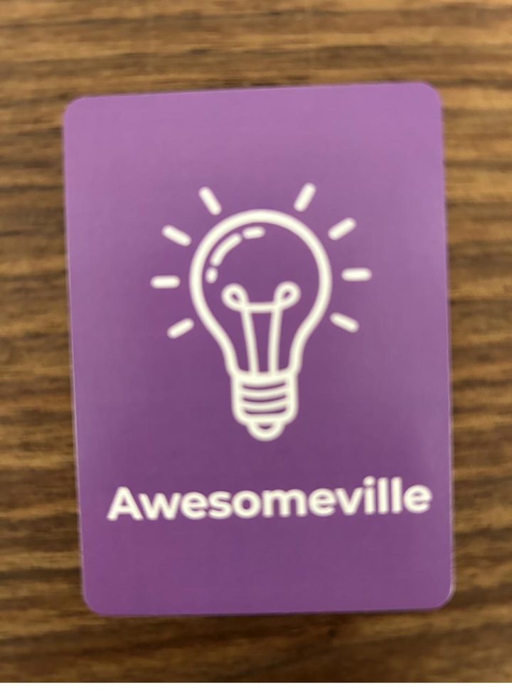 Awesomeville cards in the deck colours